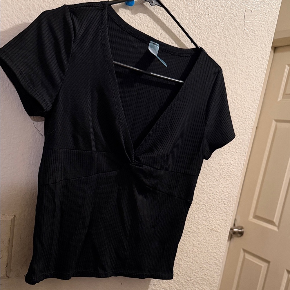 Elegant Black V-Neck Women's Top